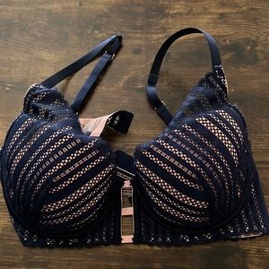 Blue and pink Victoria’s Secret bra, size 36D.